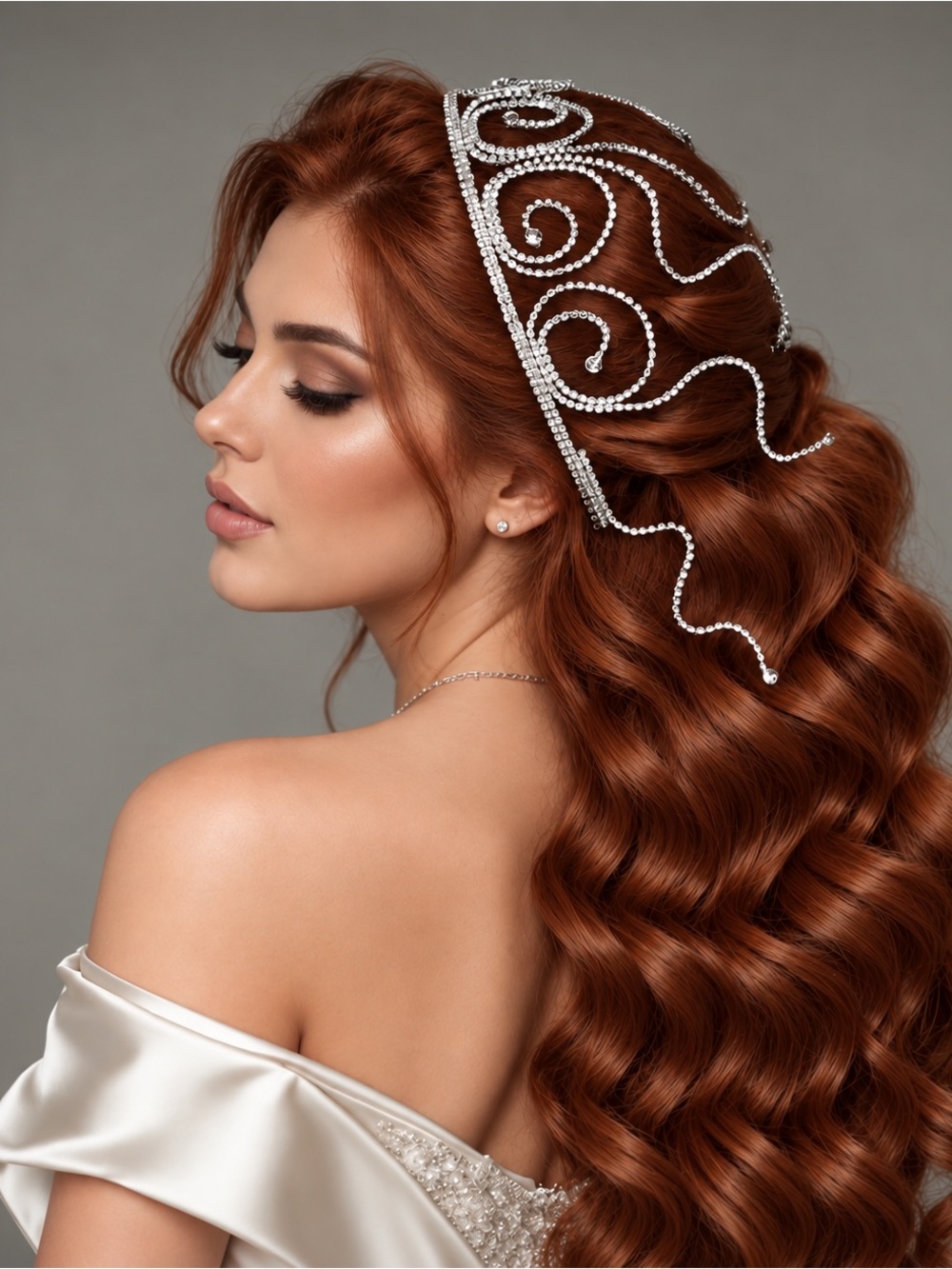 Silver Rhinestone Hair Comb Headpiece - Picture 3 of 5